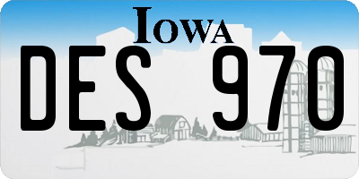 IA license plate DES970