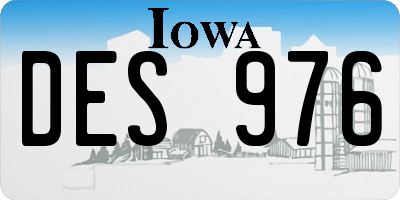 IA license plate DES976
