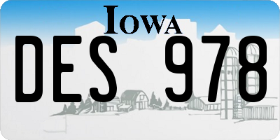 IA license plate DES978