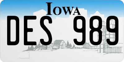 IA license plate DES989