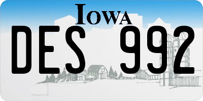 IA license plate DES992