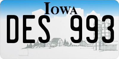 IA license plate DES993