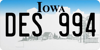 IA license plate DES994