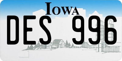 IA license plate DES996