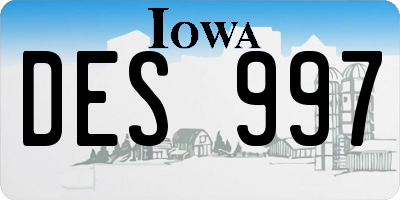 IA license plate DES997