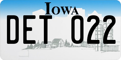IA license plate DET022