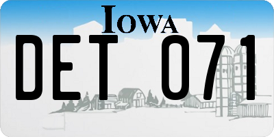 IA license plate DET071