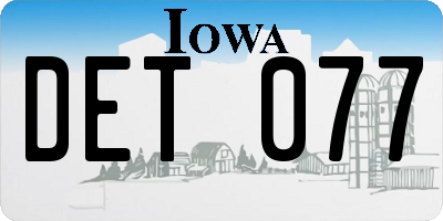 IA license plate DET077