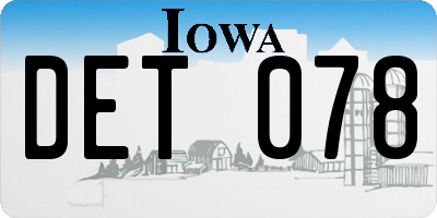 IA license plate DET078
