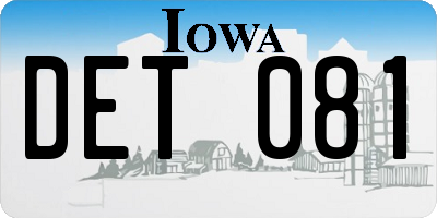 IA license plate DET081