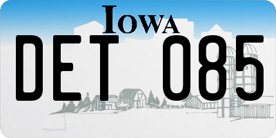 IA license plate DET085