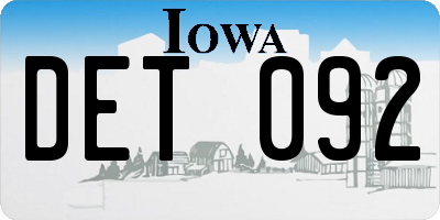 IA license plate DET092