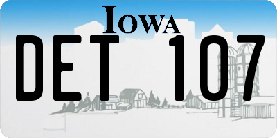 IA license plate DET107