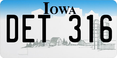 IA license plate DET316
