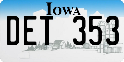 IA license plate DET353