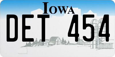 IA license plate DET454