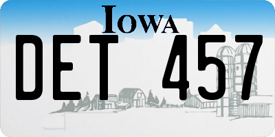 IA license plate DET457