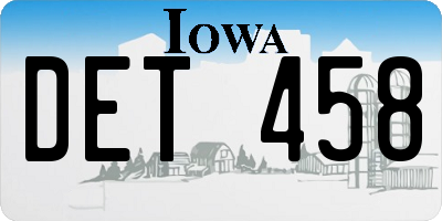 IA license plate DET458