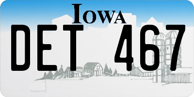 IA license plate DET467