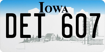 IA license plate DET607