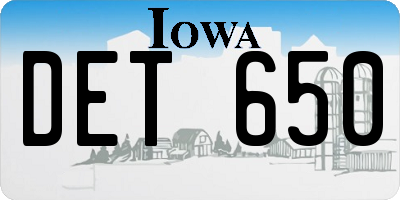IA license plate DET650