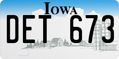 IA license plate DET673
