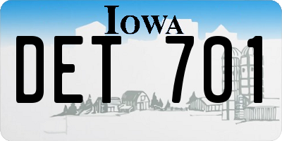 IA license plate DET701