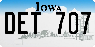 IA license plate DET707