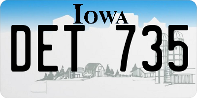 IA license plate DET735
