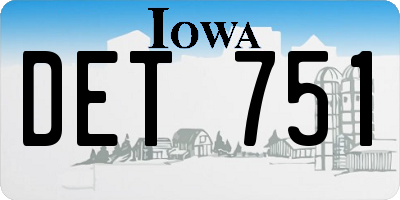 IA license plate DET751