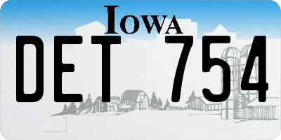 IA license plate DET754