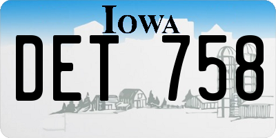 IA license plate DET758