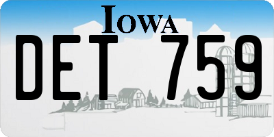 IA license plate DET759