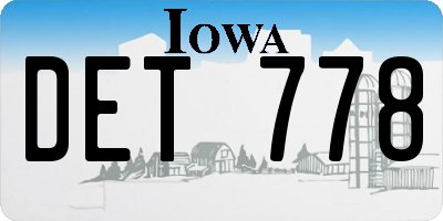 IA license plate DET778