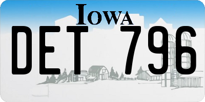 IA license plate DET796