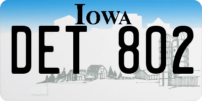 IA license plate DET802