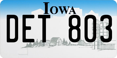 IA license plate DET803