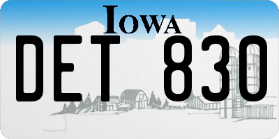 IA license plate DET830