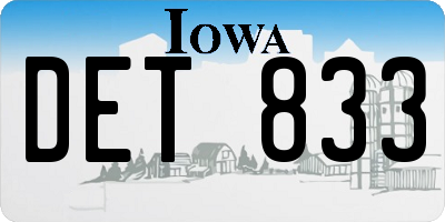 IA license plate DET833