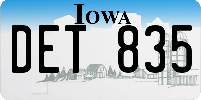 IA license plate DET835