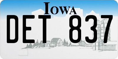 IA license plate DET837