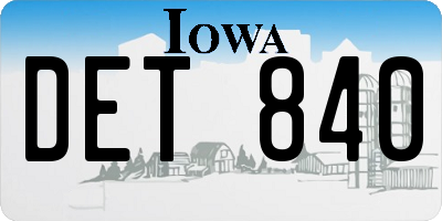 IA license plate DET840