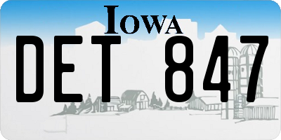 IA license plate DET847