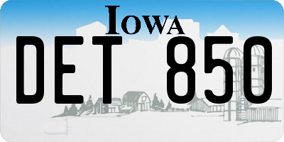 IA license plate DET850