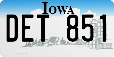 IA license plate DET851