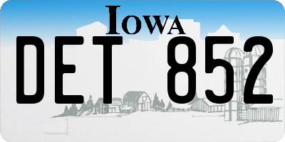 IA license plate DET852