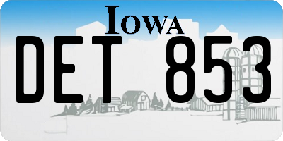 IA license plate DET853