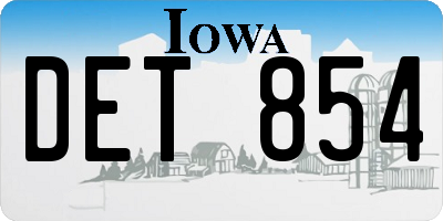 IA license plate DET854