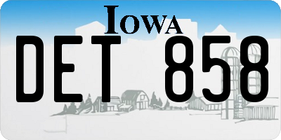 IA license plate DET858
