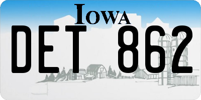 IA license plate DET862